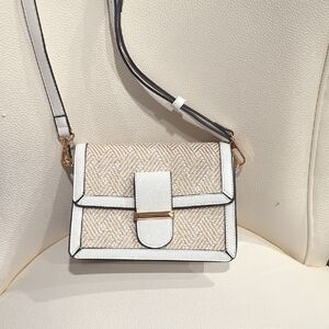 Aldo White and Tan Crossbody Bag